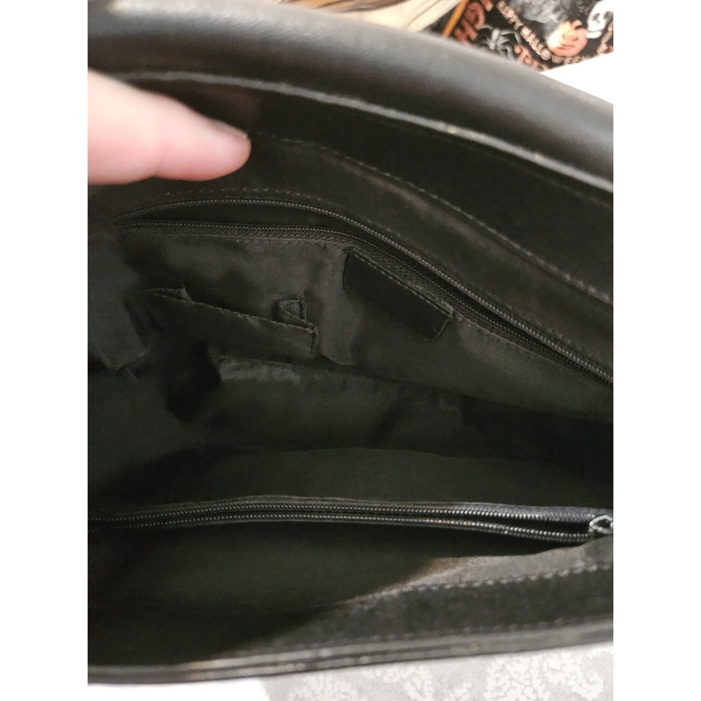 Vintage Adrienne Vittadini Black Leather Floral Embroidered Crossbody Handbag - Picture 4 of 8
